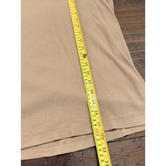 American Worker Shirt Mens XL Tan Thermal Waffle Knit Camo Trim Long Sleeve - Picture 8 of 9